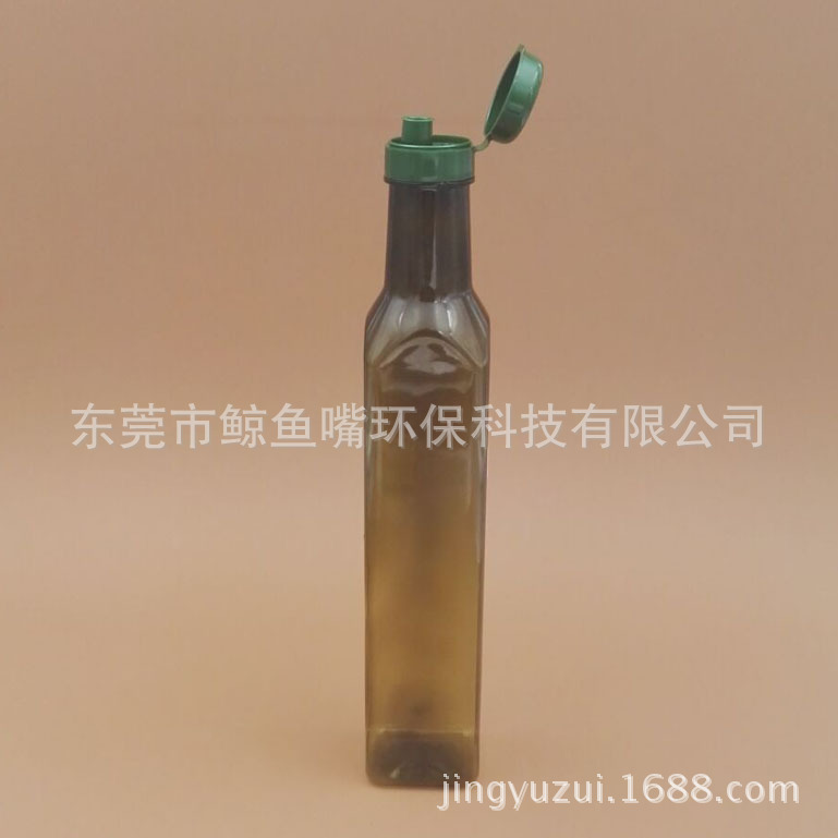 廠家直銷500ml方形高檔橄欖油瓶 墨綠色食用油塑料瓶